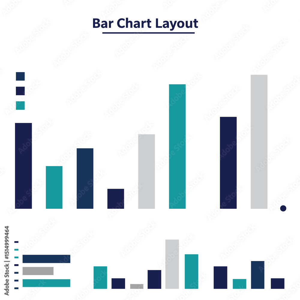 Poster bar chart layout: a modern graphic visualizes data with clarity and precision, using colorful bars t