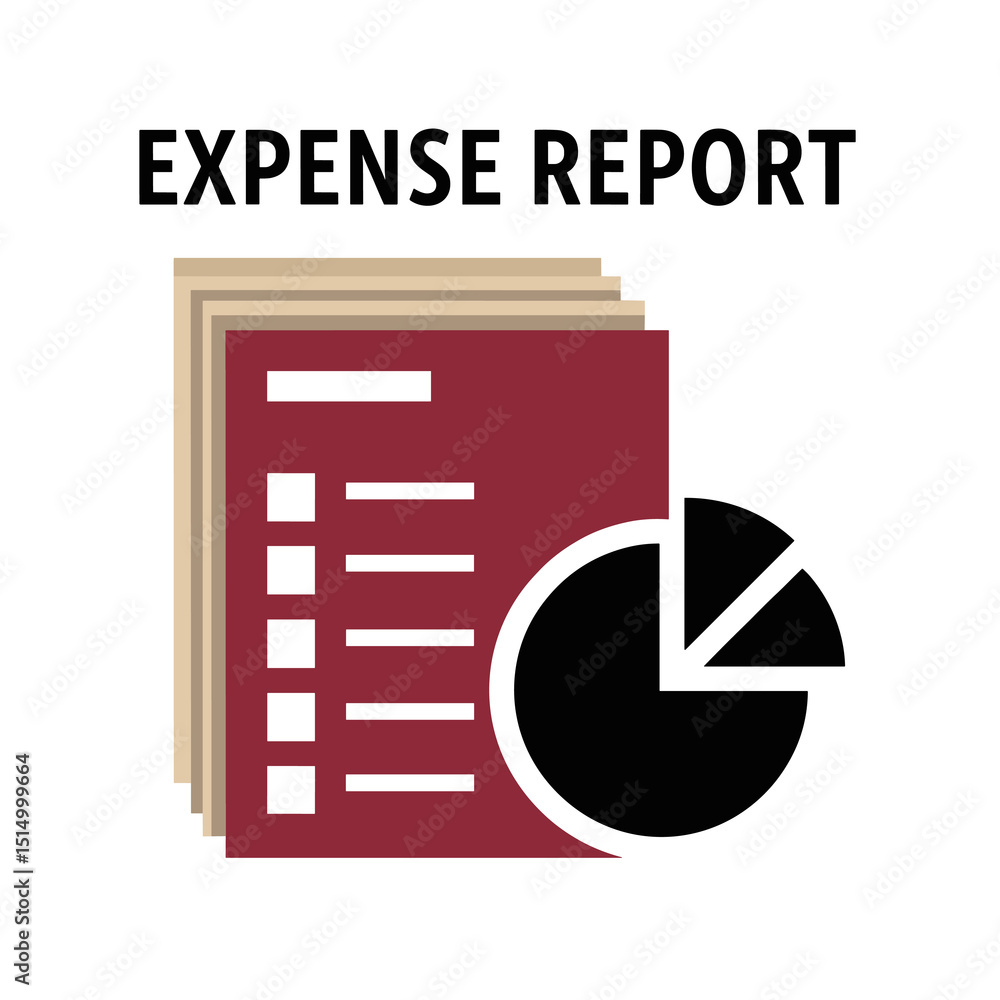 Poster expense report: a digital illustration of an expense report with a pie chart, representing financial