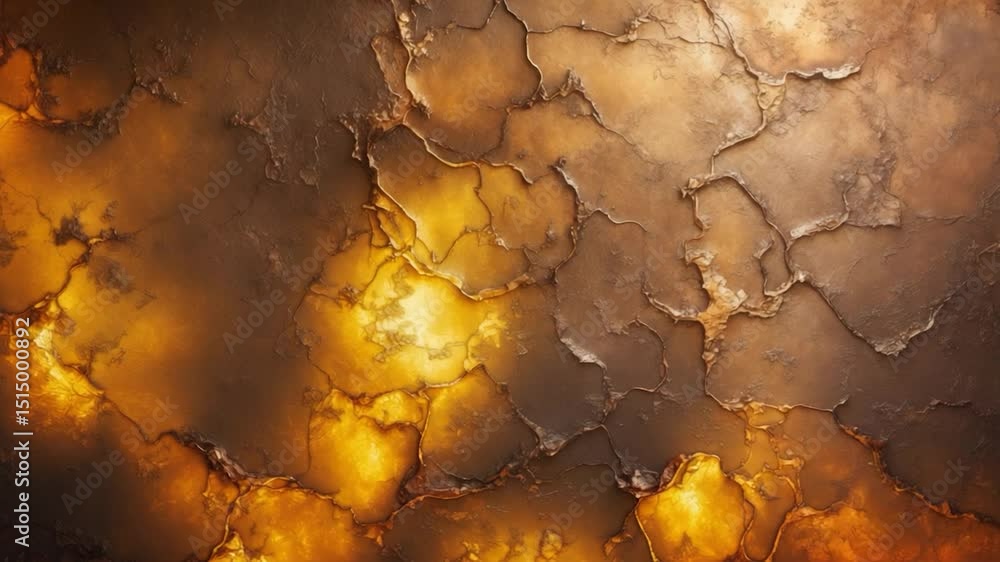 Poster textured abstract surface featuring cracked earthy tones of brown, gold, and rust, creating a rich a
