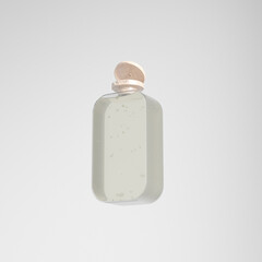 translucent cubic shape bottle mockup, wooden flipcap and square water bottle packaging, tall ractangular shape PET bottle, personal care product packaging, flip top cap squeeze bottle container