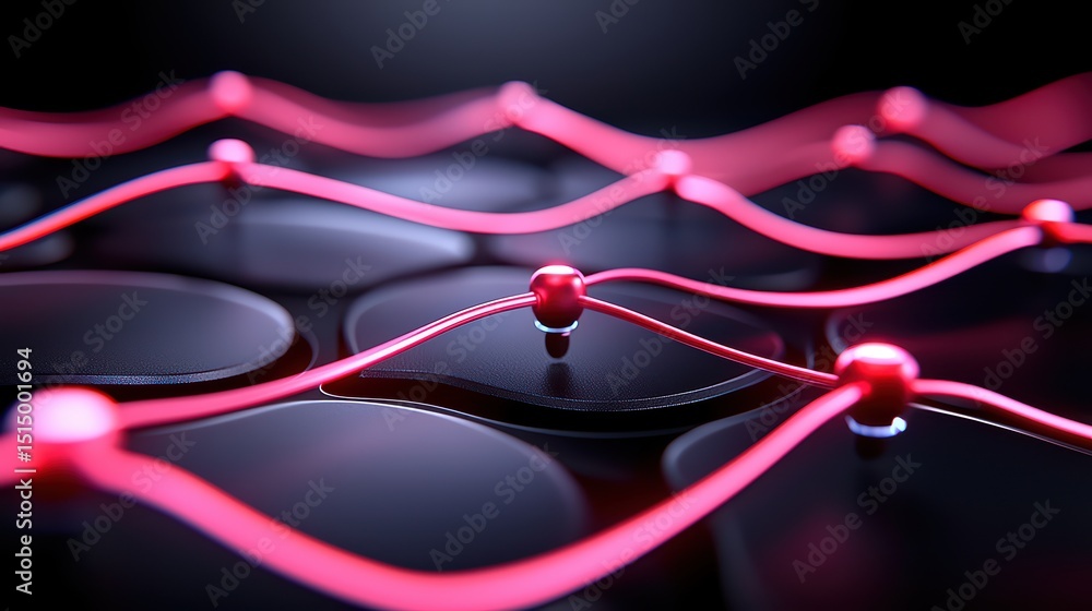 Poster neon network nodes connected by glowing lines