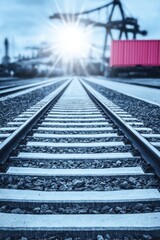 Obraz premium Railroad tracks leading to a bright horizon