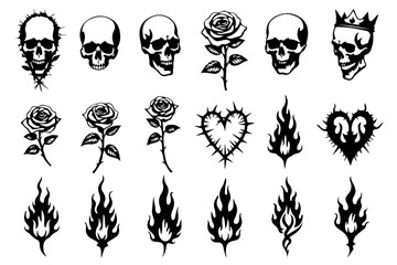 Vintage Tattoo Skull Floral Design Collection bundle