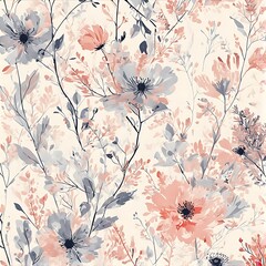 Abstract pastel floral design with botanical elements