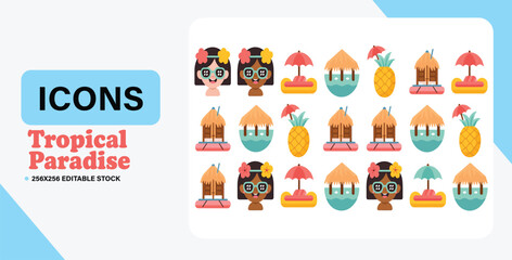 Obraz premium Tropical paradise icon palm trees sun beach ocean summer vacation