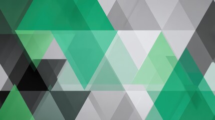 Obraz premium Minimalistic background with emerald and gray triangles, geometric shapes for modern design or branding