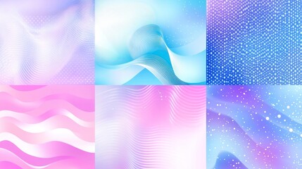 Six pastel color abstract wave backgrounds.