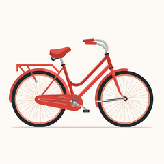 Fototapeta premium Classic Red Bicycle A Vintage Illustration of a Retro Cruiser Bike, Perfect for Summer Rides and Nostalgia