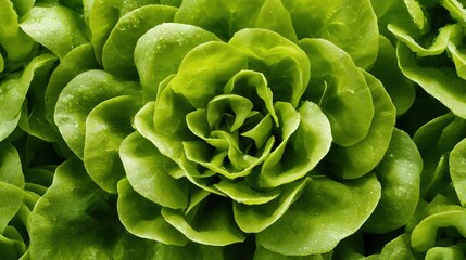 Fresh Butterhead Lettuce in Close-Up, Showcasing Nature's Vibrant Beauty and Delicate Texture
