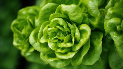 Fototapeta premium Fresh Butterhead Lettuce in Close-Up, Showcasing Nature's Vibrant Beauty and Delicate Texture 