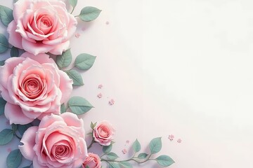 Chic wedding invitation with candy pastel color roses. 