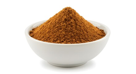 Nutmeg Powder in White Bowl on Clean White Background AI Generated Image