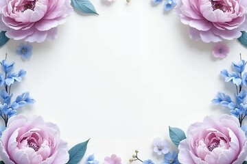 Dreamy wedding card with lavender pink peonies. 