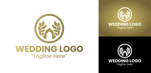 Creative Wedding Logo Design with Golden Floral Details for Modern Wedding Branding