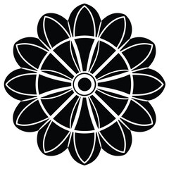 Elegant Black and White Floral Mandala Design Intricate Circular Pattern for Art and Decoration