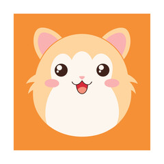 Cute Hamster Head In Kawaii Style