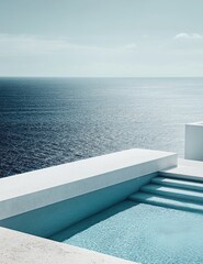 Plakat Modern, minimalist infinity pool overlooking the sea