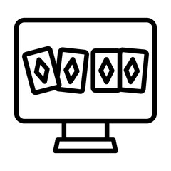 Playing card outline icon. Poker icon isolated on white background. Transparent background, minimalist symbol. Vector images