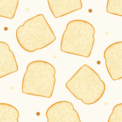 Seamless Bread Slice Pattern – Cute Toast Cartoon Background in Soft Neutral Tones