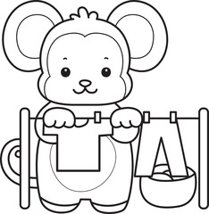 Outline of Cute Monkey icon. Coloring pages of Funny baby Monkey animal series stock illustration.