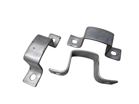 Set of metal brackets for mechanical or industrial purposes. Great for hardware, engineering industry, construction equipment or engineering visuals.  Isolated on white background, transparent PNG