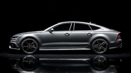 Gray Modern Car with Sleek Design and Soft Reflections, Showcasing Clean Aesthetics and Minimalist Elegance
