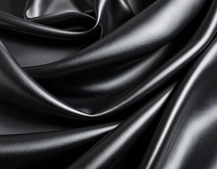 Fototapeta premium Close-up of black fabric folds (1)
