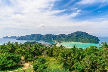 Panoramic view over Tonsai Village, Phi Phi Island, Thailand