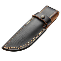 Black leather knife sheath isolated on transparent background