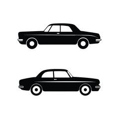 Obraz premium Vector art of Two classic coupe cars isolated on white background in silhouette