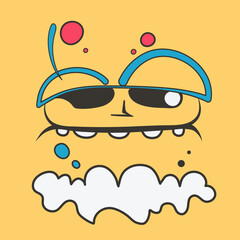 Funny Cartoon Emotion. Funny Cartoon Emotion. Positive Graphic Design.Vector