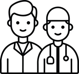 doctor and patient outline vector icon isolated illustration design