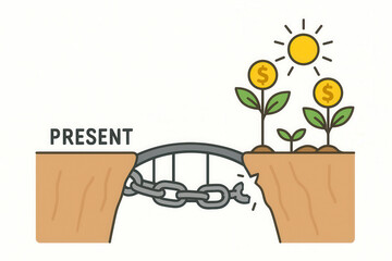 Building Financial Bridges – Conceptual Illustration of Growth from Present to Prosperity