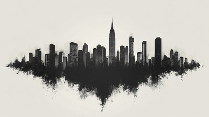 Obraz premium striking black and white silhouette of city skyline, evoking sense of urban elegance and mystery
