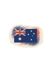 Australia National Flag with Watercolor Brush Background