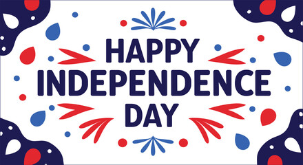 Obraz premium Happy Independence Day Celebration With Red Blue White Floral Decoration Pattern
