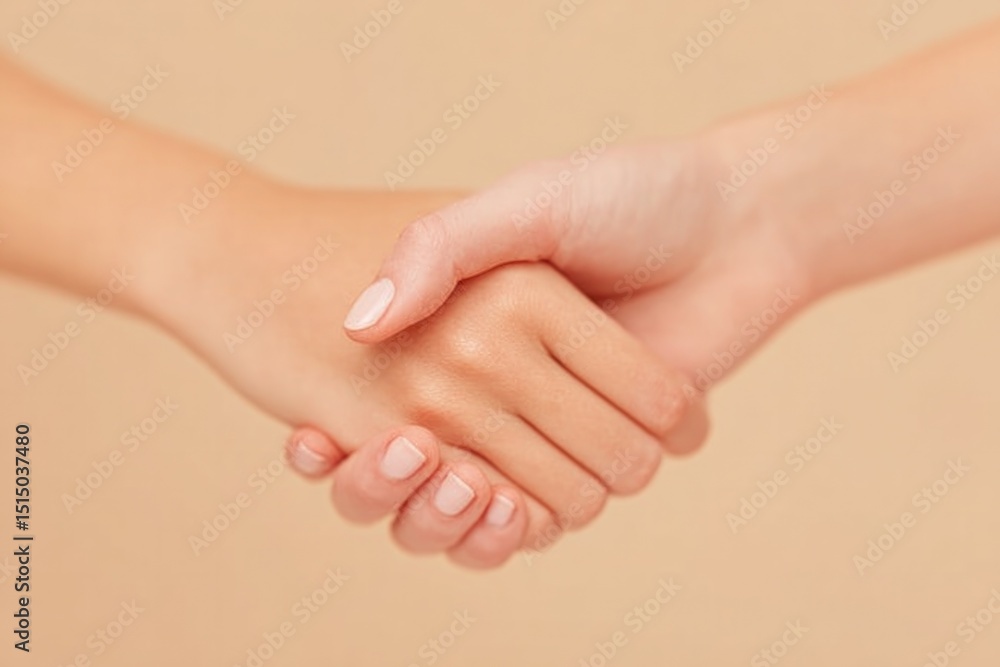 Poster close-up of two hands gently touching each other capturing physical connection with minimalistic des