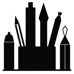 black and white city skyline