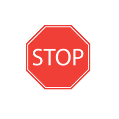 Isolated of Red stop sign on white background for traffic regulations warning symbol by EPS10 file illustration.