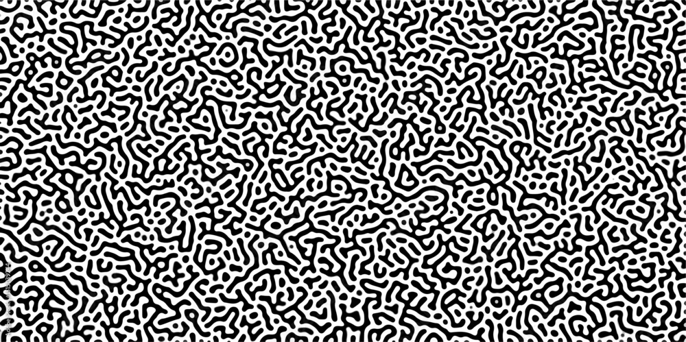 Poster organic seamless patterns with rounded lines diffusion reaction background. monochrome background of