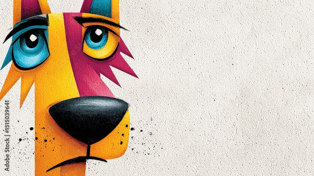 Aufkleber abstract art of a colorful dog face with bold design elements and unique expression and style