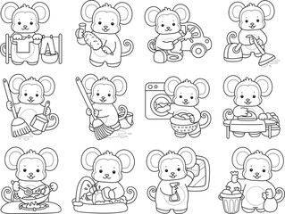 Outline of Cute Monkey icon. Coloring pages of Funny baby Monkey animal series stock illustration.