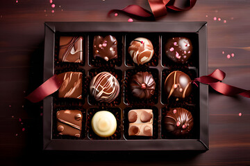 box of chocolates on a red background
