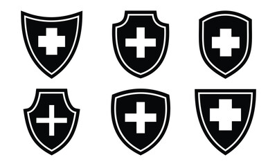 Medical shield icon. medical cross icon
