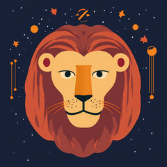 Fototapeta premium Majestic Leo Zodiac Sign Celestial Lion in the Night Sky, Astrology Illustration