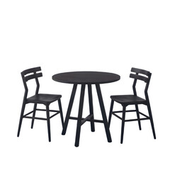 wooden table with chair isolated on white background