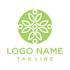 Abstract light green floral mandala logo within a circle. Represents nature, wellness, and harmony. Ideal for yoga studios, spas, or organic product brands.