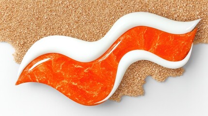 Obraz premium Abstract composition of orange wave shape on beige sandy background for creative designs