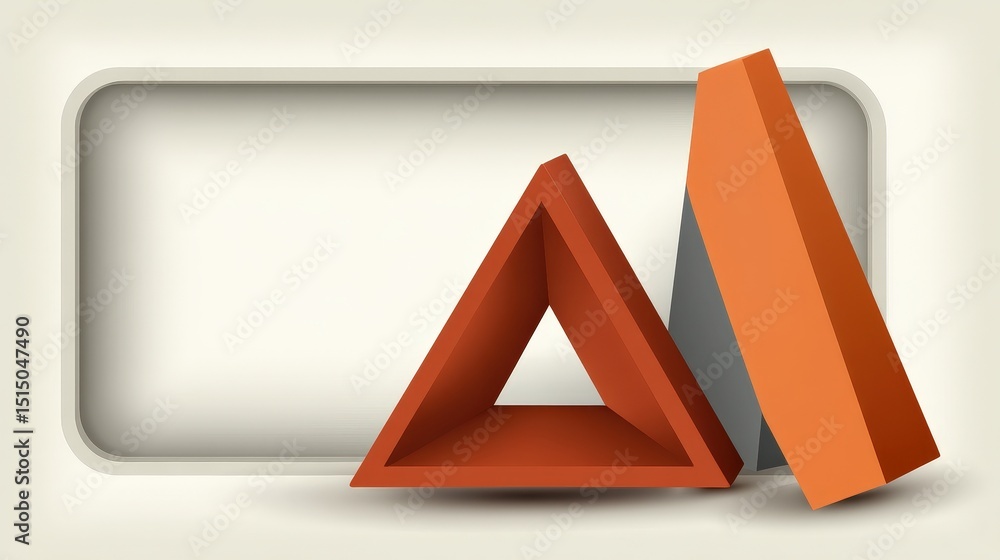 Poster abstract composition of geometric shapes in warm colors on a minimalistic background