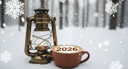 Winter Wonderland 2026 Lantern  Coffee Embrace the New Year